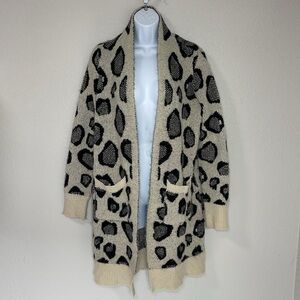 Guess Women's Long Animal Print Duster Cardigan Sweater Size Medium M